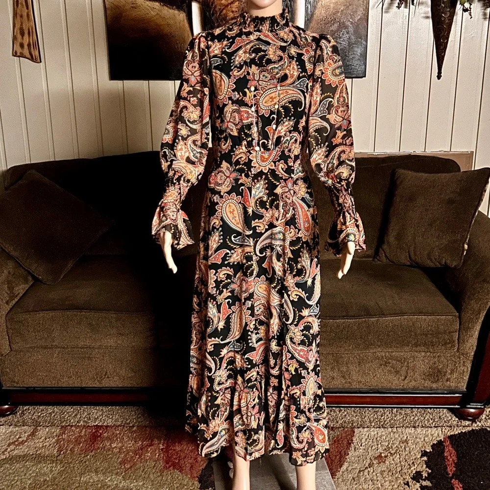 Julia Jordan ~ Size 4 ~ Floral/Paisley ~ Fall Colors ~ Brown/Beige/Yellow Dress - Picture 7 of 16